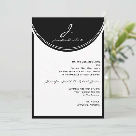 Monogram in uitnodiging voor het uitzenden van een (Staand voorkant)