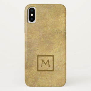 Monogram in Vierkant Faux Metaal Messing Eenvoudig Case-Mate iPhone Case
