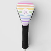 Monogram in witte cirkel pasta regenboogstrips golfheadcover (Voorkant)