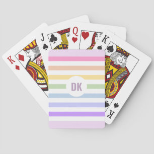 Monogram in witte cirkel pasta regenboogstrips pokerkaarten
