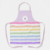 Monogram in witte cirkel pasta regenboogstrips schort (Voorkant)