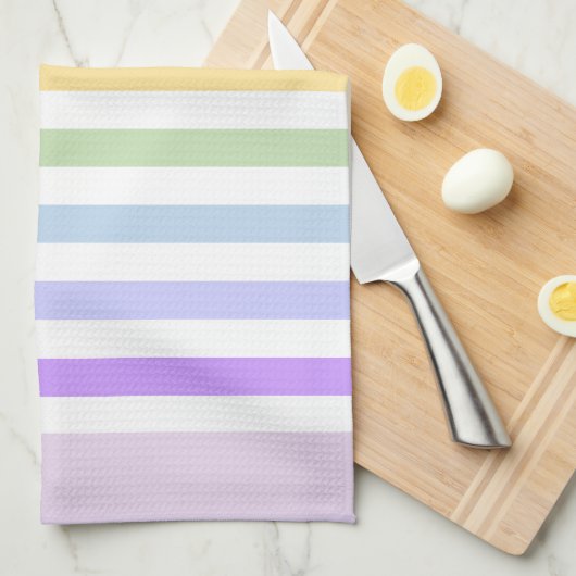 Monogram in witte cirkel pasta regenboogstrips theedoek (Quarter Fold)