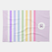 Monogram in witte cirkel pasta regenboogstrips theedoek (Horizontaal)