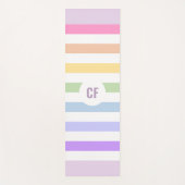 Monogram in witte cirkel pasta regenboogstrips yogamat (Voorkant)