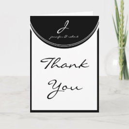 Monogram in zwart en wit dank u bedankkaart