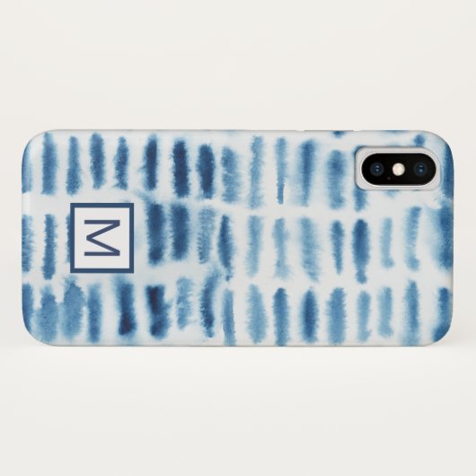 Monogram | Indigio Waterverf Print Case-Mate iPhone Case (Achterkant (horizontaal))