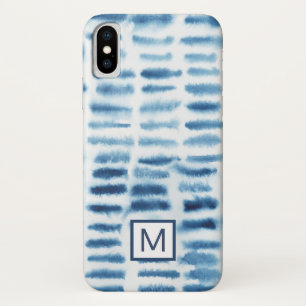 Monogram   Indigio Waterverf Print iPhone X Hoesje