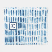 Monogram | Indigio Waterverf Print Fleece Deken (Voorkant (Horizontaal))