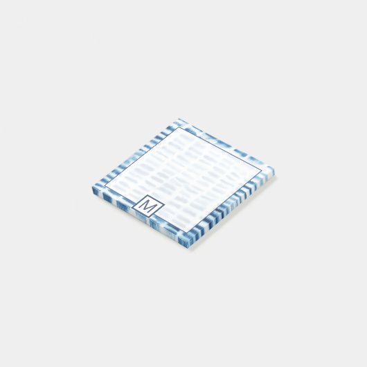 Monogram | Indigio Waterverf Print Post-it® Notes (Schuin)
