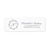 Monogram Indigo Blauw Blauw Blad Krans Retouradres Etiket (Voorkant)