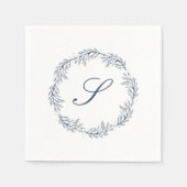 Monogram Indigo Blue Wreath Classic Script Wedding Servet (Voorkant)