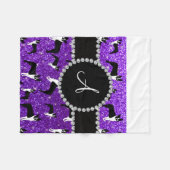 Monogram indigo paarse glitter boston doodsbange fleece deken (Voorkant (Horizontaal))