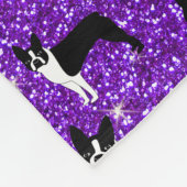 Monogram indigo paarse glitter boston doodsbange fleece deken (Hoek)