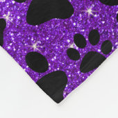 Monogram indigo paarse glitterhondenpoten fleece deken (Hoek)