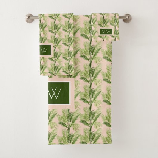 Monogram | Indoor Oasis | Palmstructuurpatroon Bad Handdoek (Insitu)