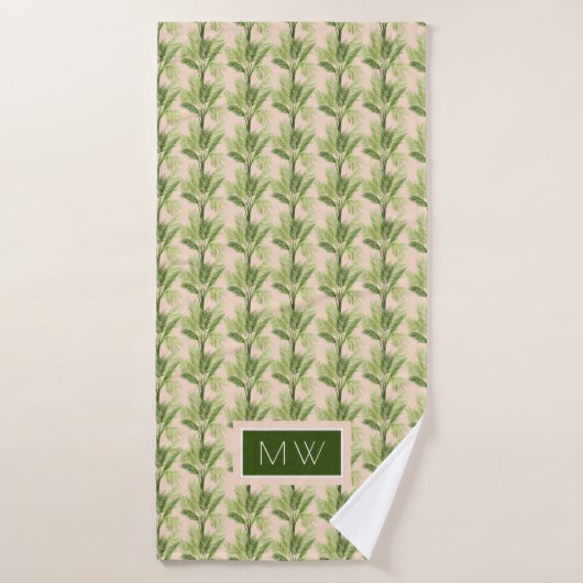 Monogram | Indoor Oasis | Palmstructuurpatroon Bad Handdoek (Badhanddoek)