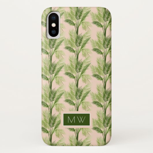 Monogram | Indoor Oasis | Palmstructuurpatroon Case-Mate iPhone Case (Achterkant)