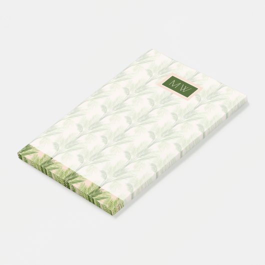 Monogram | Indoor Oasis | Palmstructuurpatroon Post-it® Notes (Schuin)