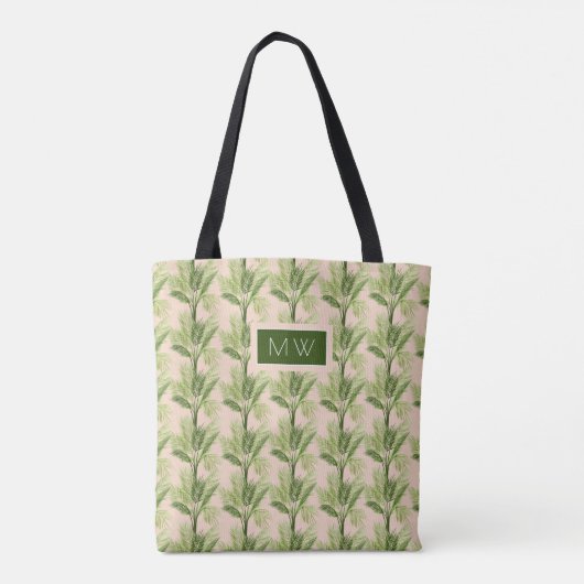 Monogram | Indoor Oasis | Palmstructuurpatroon Tote Bag (Achterkant)