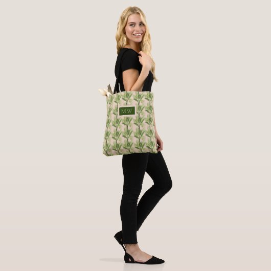 Monogram | Indoor Oasis | Palmstructuurpatroon Tote Bag (Op model)