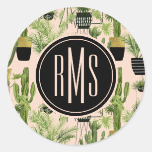 Monogram Indoor Oasis Plant Lineup Patroon Ronde Sticker