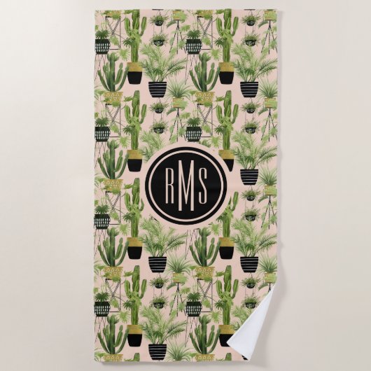 Monogram | Indoor Oasis | Plant Lineup Patroon Strandlaken (Voorkant)