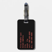 Monogram Ingedraaid Rode Kunstwerk van het Hart Bagagelabel (Achterkant verticaal)