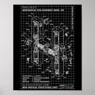 Monogram Ingenieurstechniek Initiële Catal-letter Poster