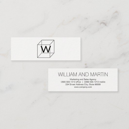 Monogram ingesneden/bedrijf mini visitekaartje (Voorkant / Achterkant)