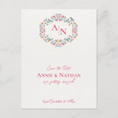 Monogram ingewikkeld bloemontwerp Lijst bruiloft Aankondigingskaart (Voorkant)