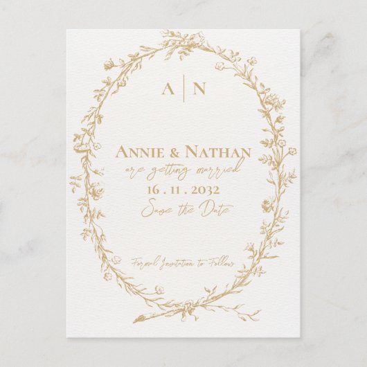 Monogram ingewikkeld ontwerp Lijst bruiloft Aankondigingskaart (Voorkant)