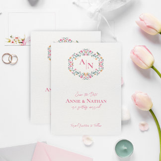 Monogram ingewikkelde bloemenbruiloft Bewaar de da