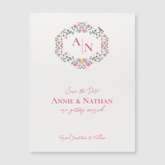 Monogram ingewikkelde bloemenbruiloft Bewaar de da (Voorkant)