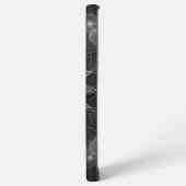 Monogram ingewikkelde zwarte en witte bloemen mand samsung galaxy hoesje (Linkerkant)