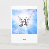 Monogram Initiaal A, Angel Wings & Halo met Clouds Notitiekaartje (Achterkant)