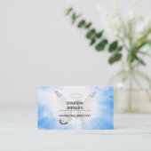 Monogram Initiaal A, Angel Wings & Halo met Clouds Visitekaartje (Staand voorkant)