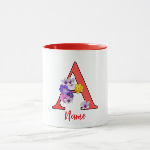 Monogram Initiaal A Bloemmotief Mok