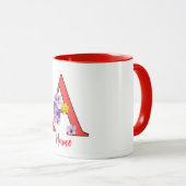 Monogram Initiaal A Bloemmotief Mok (Voorkant rechts)