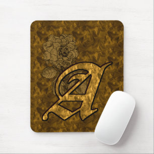 Monogram Initiaal A Elegante Gouden Pioen Roos Muismat