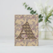 Monogram Initiaal A Elegante Vintage Bloem Briefkaart (Staand voorkant)
