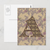 Monogram Initiaal A Elegante Vintage Bloem Briefkaart (Voorkant / Achterkant)