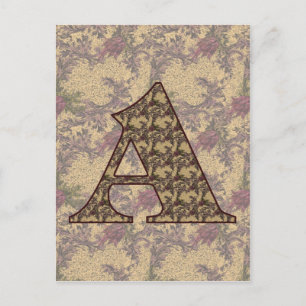 Monogram Initiaal A Elegante Vintage Bloem Briefkaart