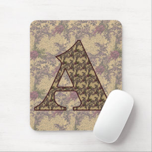 Monogram Initiaal A Elegante Vintage Bloem Muismat