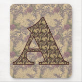 Monogram Initiaal A Elegante Vintage Bloem Muismat (Voorkant)