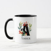 Monogram Initiaal A Floral Botanica krans Mok (Links)