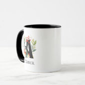 Monogram Initiaal A Floral Botanica krans Mok (Voorkant links)
