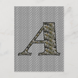 Monogram Initiaal A Hortensia Bloemen Briefkaart