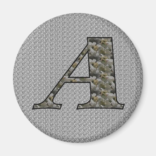 Monogram Initiaal A Hortensia Bloemen Magneet (Voorkant)