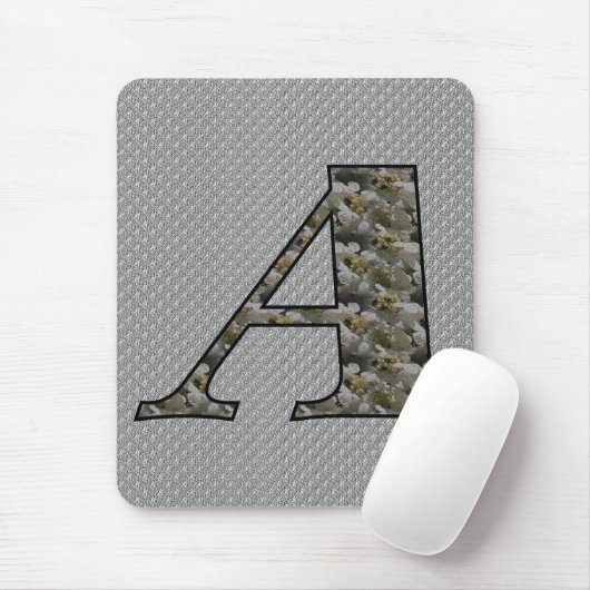 Monogram Initiaal A Hortensia Bloemen Muismat (Met muis)