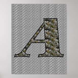 Monogram Initiaal A Hortensia Bloemen Poster